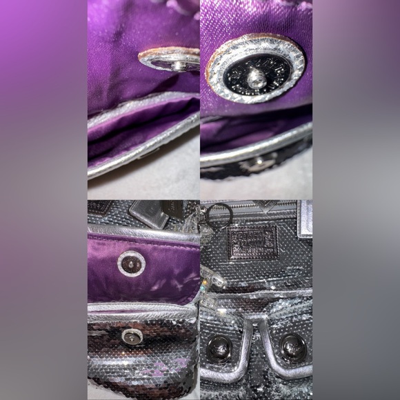 RARE Vintage New Coach Poppy Limited Edition Sequin Spotlight Silver Tote #13821 - Picture 14 of 16